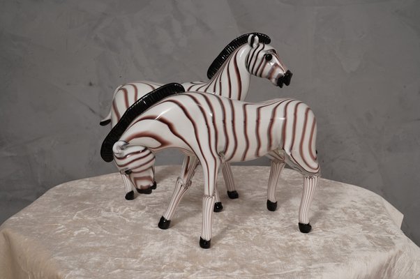 Black and White Murano Glass Sculptures, 1980s, Set of 2-UH-1787700