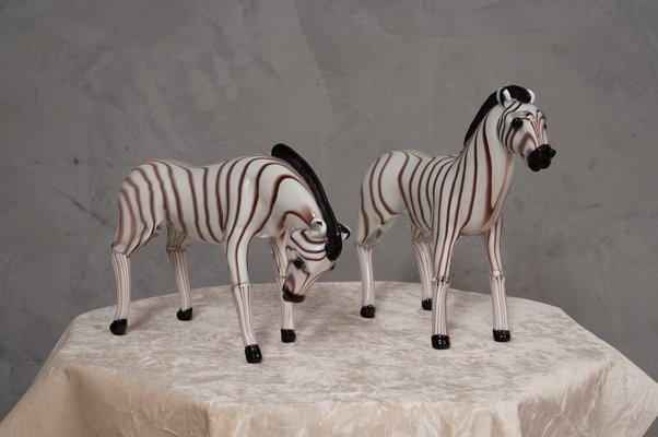 Black and White Murano Glass Sculptures, 1980s, Set of 2-UH-1787700