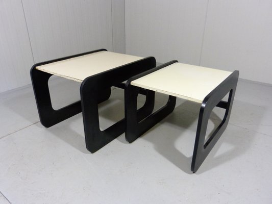 Black and White Side Tables, 1960s, Set of 2-TU-1449811