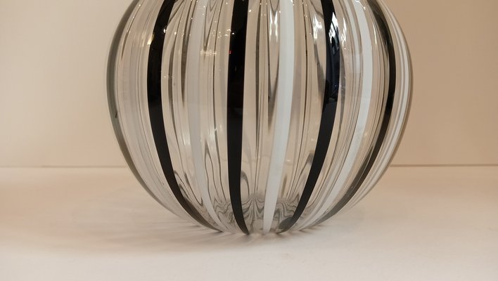 Black and White Transparent Glass Vase by Archimede Seguso, Italy, 1970s-TKR-1819381