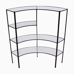 Black and White Vitrolite Glass Wrought Iron Shelf by Frederick Weinberg-SFD-824950