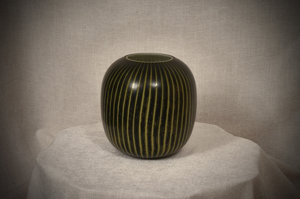 Black and Yellow Murano Art Glass Vase, 1950s-UH-1819498