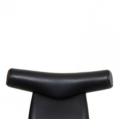 Black Aniline Leather EJ-100 Ox Chair by Hans J. Wegner for Erik Jørgensen, 1960s-MTD-1400700