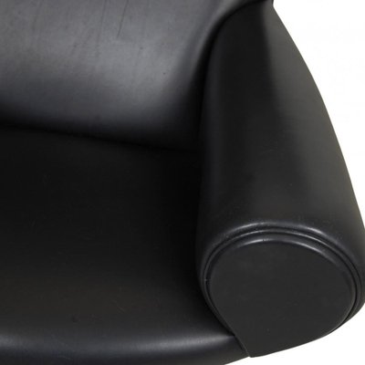 Black Aniline Leather EJ-100 Ox Chair by Hans J. Wegner for Erik Jørgensen, 1960s-MTD-1400700