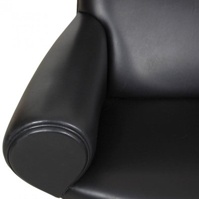 Black Aniline Leather EJ-100 Ox Chair by Hans J. Wegner for Erik Jørgensen, 1960s-MTD-1400700