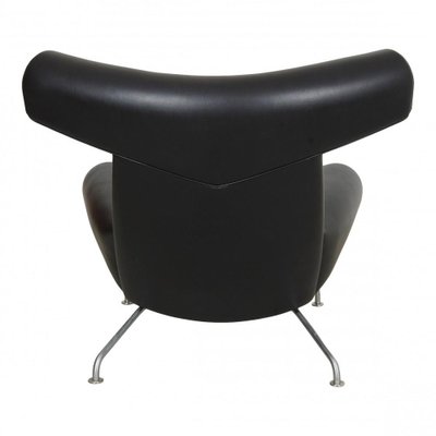 Black Aniline Leather EJ-100 Ox Chair by Hans J. Wegner for Erik Jørgensen, 1960s-MTD-1400700