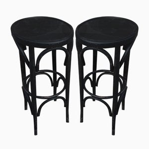 Black Bistro Stools in the Style of Thonet, 1980s, Set of 2-SDV-754268