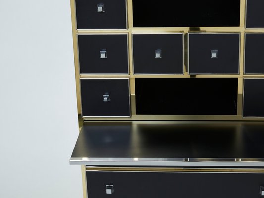 Black Brass & Chrome Cabinet by Michel Pegeres, 1970s-YJA-1166491