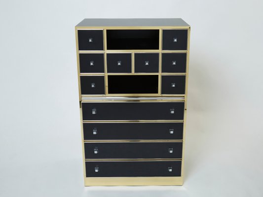 Black Brass & Chrome Cabinet by Michel Pegeres, 1970s-YJA-1166491