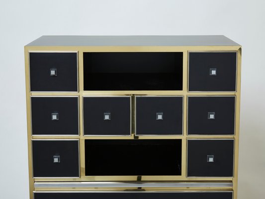 Black Brass & Chrome Cabinet by Michel Pegeres, 1970s-YJA-1166491