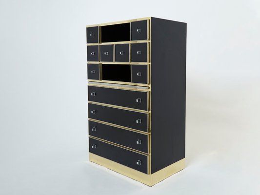 Black Brass & Chrome Cabinet by Michel Pegeres, 1970s-YJA-1166491