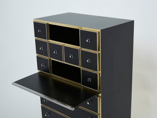 Black Brass & Chrome Cabinet by Michel Pegeres, 1970s-YJA-1166491