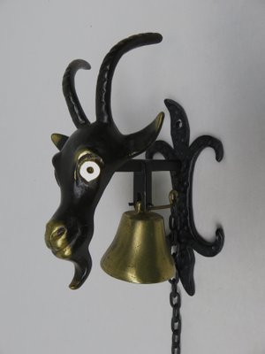 Black Brass Goat Door Bell by Walter Bosse, 1950s-EY-666451