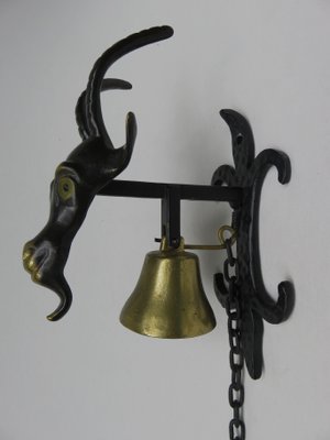 Black Brass Goat Door Bell by Walter Bosse, 1950s-EY-666451