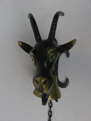 Black Brass Goat Door Bell by Walter Bosse, 1950s-EY-666451