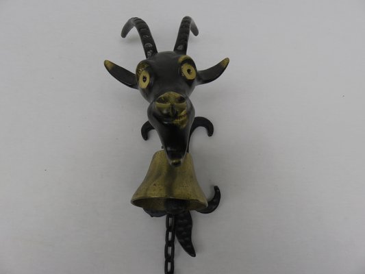 Black Brass Goat Door Bell by Walter Bosse, 1950s-EY-666451