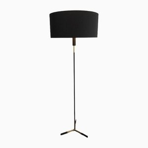 Black & Brass Lacquered Metal Parquet Floor Lamp-BA-1365545