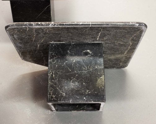 Black Carrara Marble Side Tables with Oblique Angles, Italy, 1970s, Set of 3-IXC-1409614