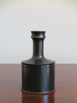 Black Ceramic Bottle Vase by Franco Bucci, Pesaro, 1970s-CC-698644