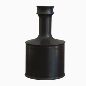 Black Ceramic Bottle Vase by Franco Bucci, Pesaro, 1970s-CC-698644