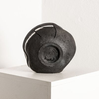 Black Ceramic Vessel with White Glaze-SQP-1762964