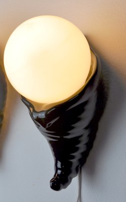 Black Ceramic & White Opaline Wall Sconce, France, 1980s-EJE-960622