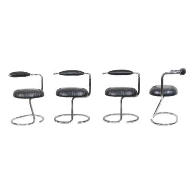 Black Cobra Chairs by Giotto Stoppino, Italy, 1970s, Set of 4-ZCI-2029241