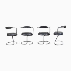 Black Cobra Chairs by Giotto Stoppino, Italy, 1970s, Set of 4-ZCI-2029241