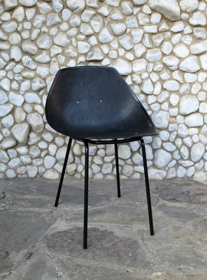 Black Coquillage Chair by Pierre Guariche for Meurop 1960s-ZM-999715