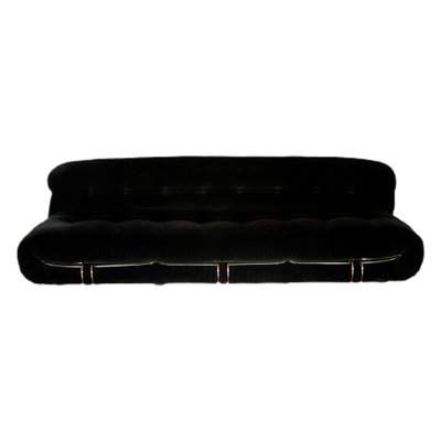 Black Corduroy 3-Seater Soriana Sofa by Afra & Tobia Scarpa for Cassina, 1972-RPH-899139