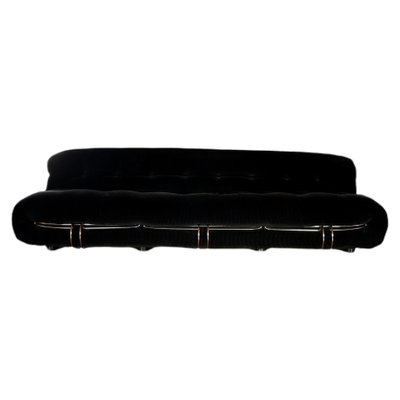 Black Corduroy 3-Seater Soriana Sofa by Afra & Tobia Scarpa for Cassina, 1972-RPH-899139