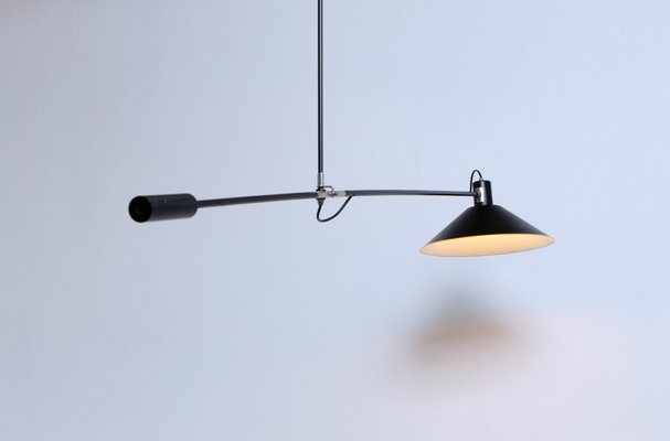 Black Counterbalance Ceiling Lamp by J. J. M. Hoogervorst for Anvia, 1950s-XT-1348244