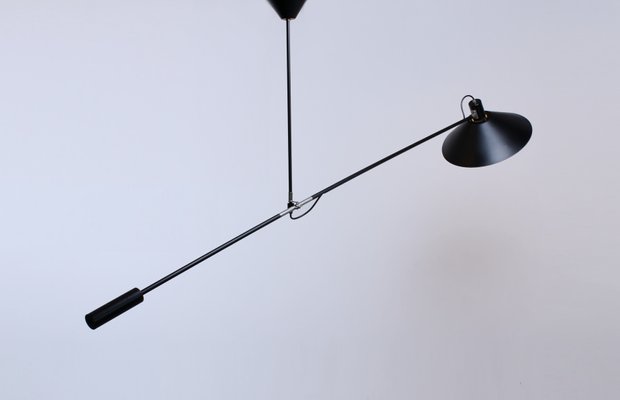 Black Counterbalance Ceiling Lamp by J. J. M. Hoogervorst for Anvia, 1950s-XT-1348244