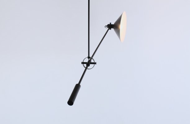 Black Counterbalance Ceiling Lamp by J. J. M. Hoogervorst for Anvia, 1970s-XT-1340848