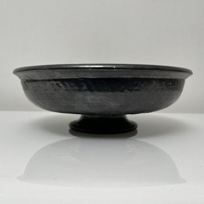 Black Enamel Ceramic Pedestal Bowl by Jean Marais-XOM-2025976