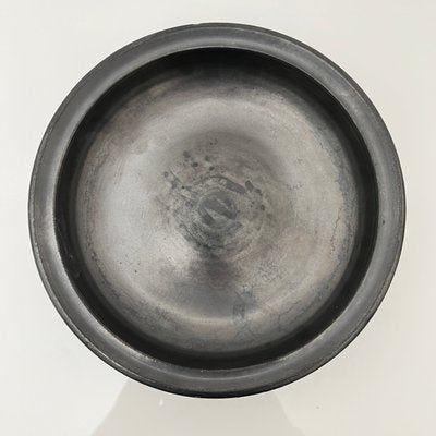 Black Enamel Ceramic Pedestal Bowl by Jean Marais-XOM-2025976