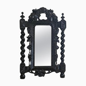 Black Facet Cut Wood Wall Mirror, Austria, 1900s-UR-1757270