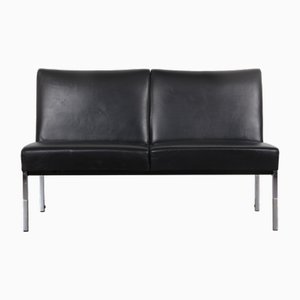 Black Faux Leather and Chrome-Plated Frame Sofa from Wilkhahn, 1970s-DQ-2035525