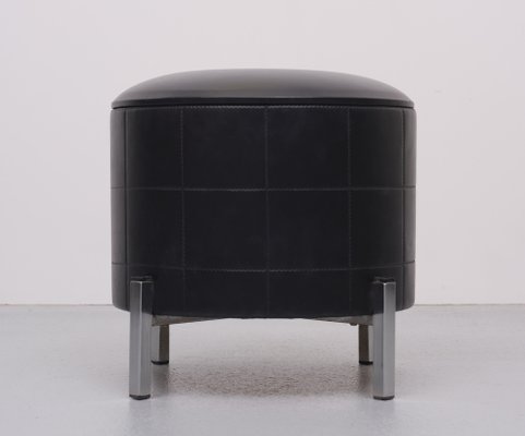 Black Faux Leather Sewing Stool, 1960s-GCG-1275373