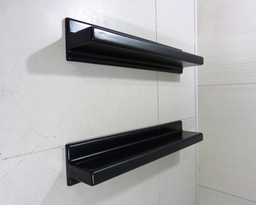 Black Fiberglass Wall Shelves, 1960s, Set of 2-TU-1057040