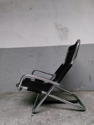 Black Folding Chair in Chrome, 1980s-AIF-1795937