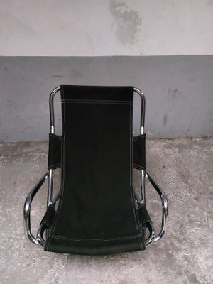 Black Folding Chair in Chrome, 1980s-AIF-1795937