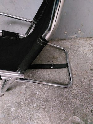 Black Folding Chair in Chrome, 1980s-AIF-1795937