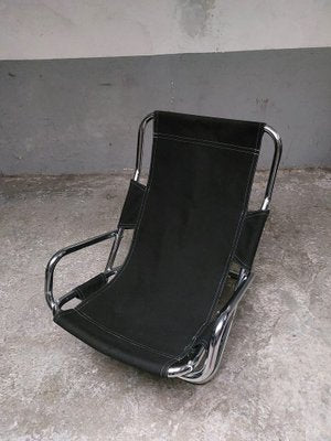 Black Folding Chair in Chrome, 1980s-AIF-1795937