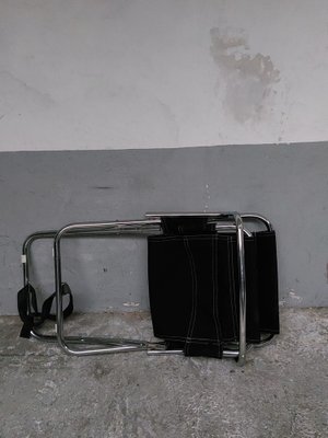 Black Folding Chair in Chrome, 1980s-AIF-1795937