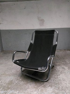 Black Folding Chair in Chrome, 1980s-AIF-1795937