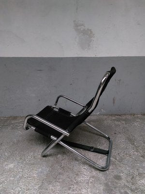 Black Folding Chair in Chrome, 1980s-AIF-1795937