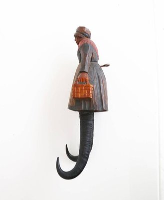 Black Forest Figural Carved Wall Hooks, 19th Century, Set of 2-DEK-932454