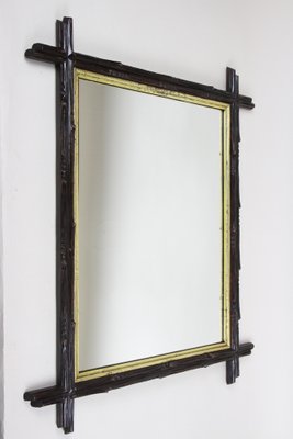 Black Forest Hand-Carved Mirror with Gilt Bar, Austria, 1880s-TQA-1322376