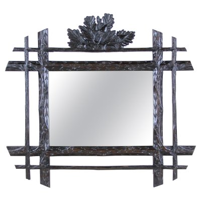 Black Forest Hand-Carved Mirror with Oak Leaves, Austria, 1880s-TQA-1322236